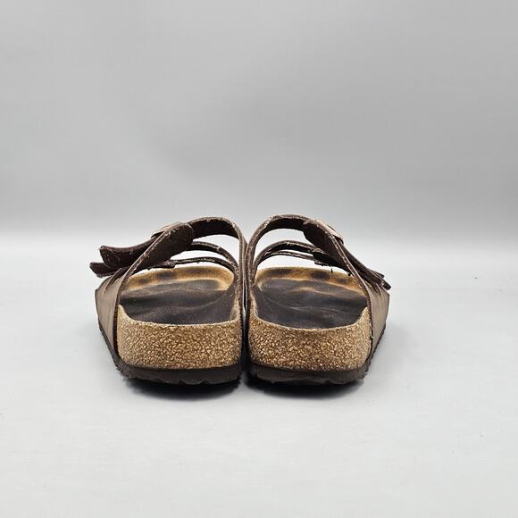 Birkenstock Womens size 41 EU 10 US Florida Brown Leather 3 Strap Slides Sandals - Picture 4 of 8